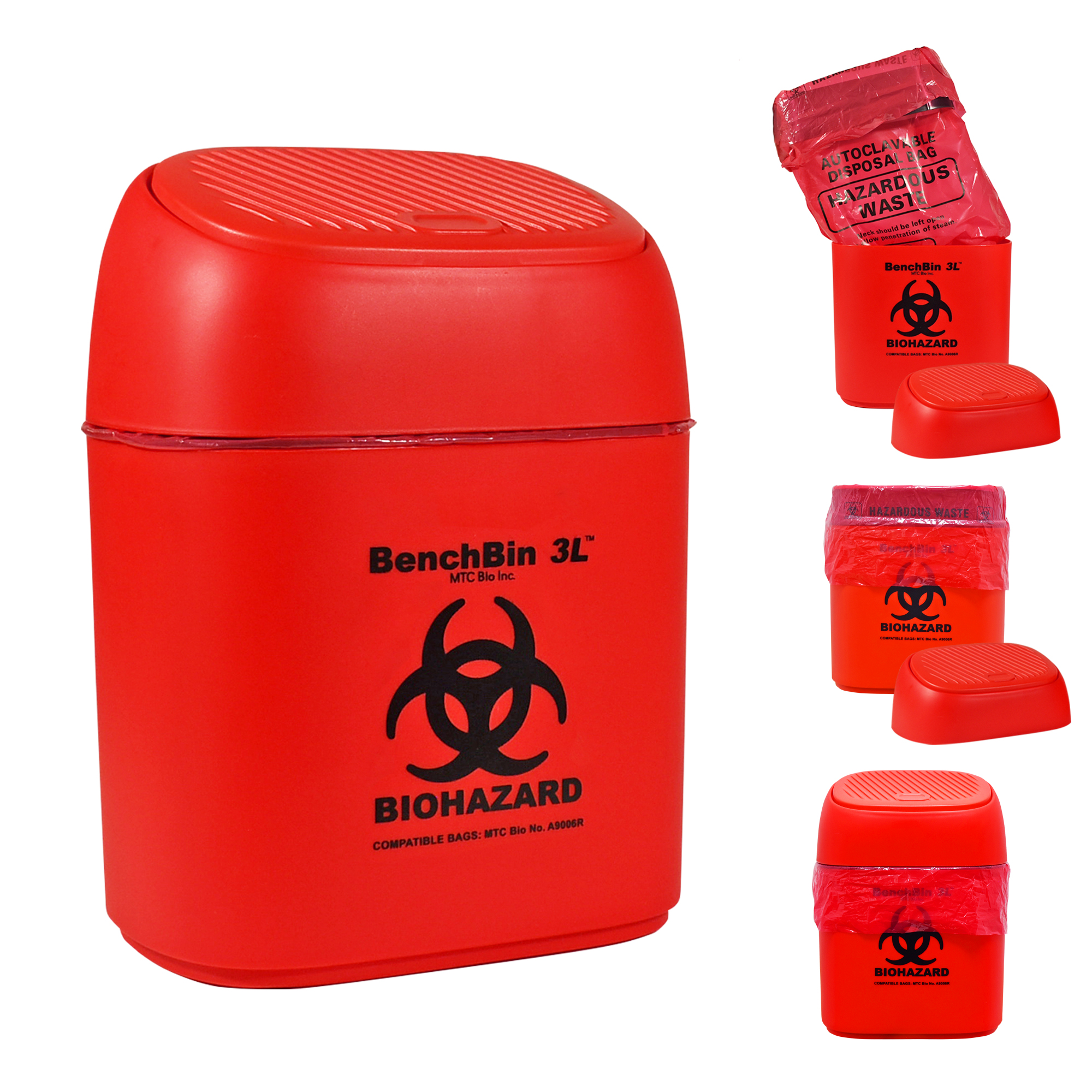 BenchBin 3L™ Benchtop Biohazard Bin, 3L Capacity